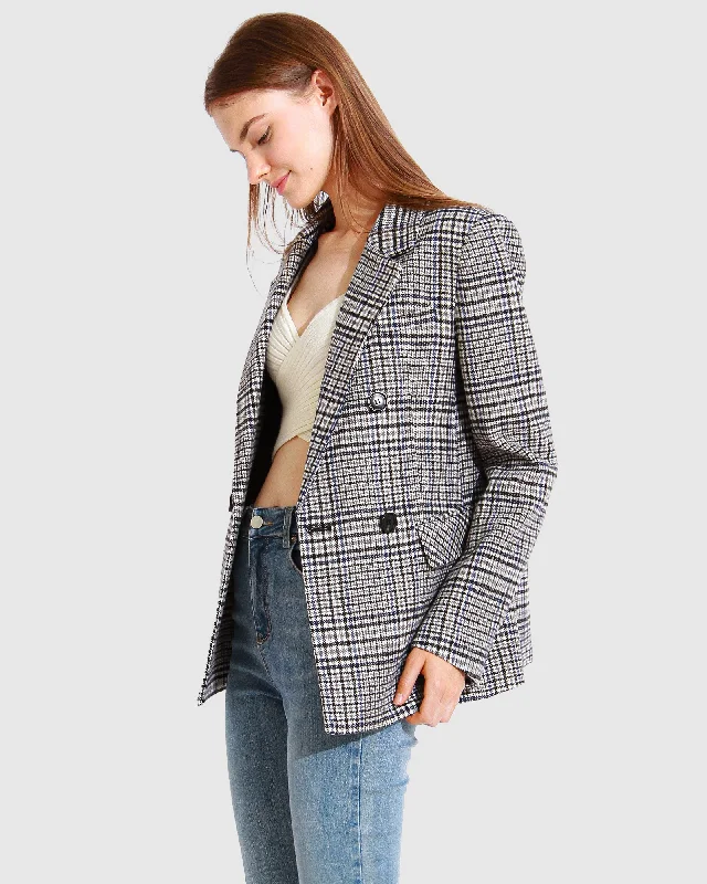 Piccadilly Wool Blend Plaid Blazer | Women | Grey