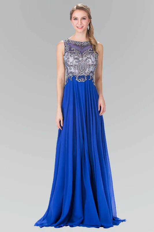 Prom Long Sleeveless Beaded Chiffon Evening Dress