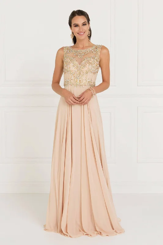 Chiffon Illusion Sweetheart Long Prom Dress