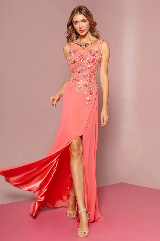 Prom Long Formal Beaded Chiffon Evening Dress