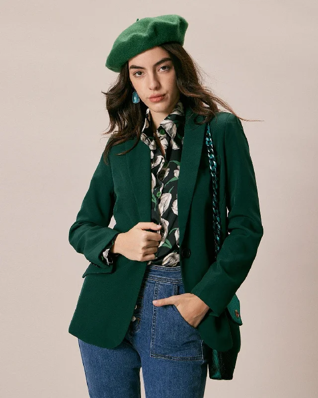 The Green Lapel Collar Single Button Blazer | Green