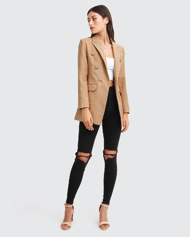 Princess Polina Textured Weave Blazer | Women | Camel