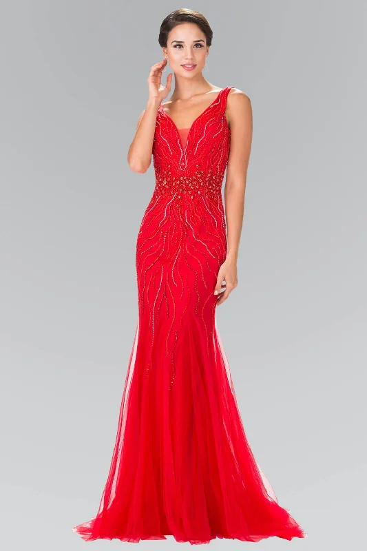 Long Sleeveless V-Neck Prom Dress