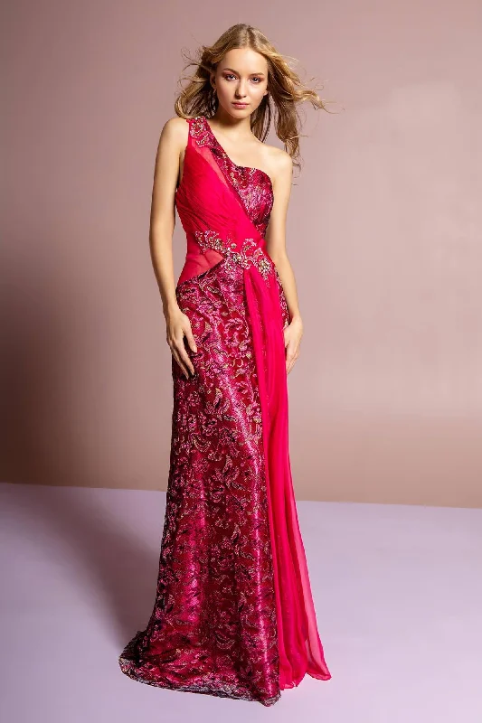 Long Prom One Shoulder Formal Evening Gown