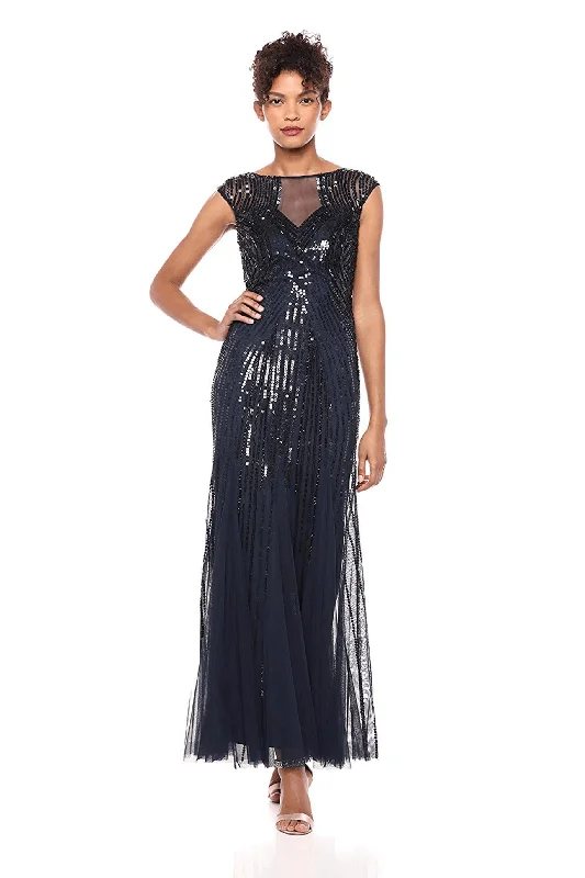 Adrianna Papell AP1E204689 Long Formal Beaded Cap Sleeve Dress