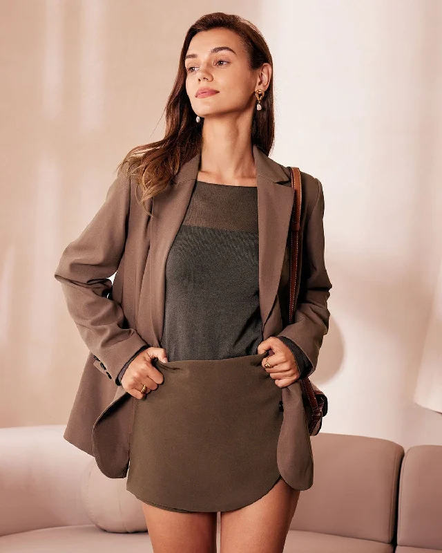 The Coffee Lapel Button Wide-waisted Blazer | Coffee