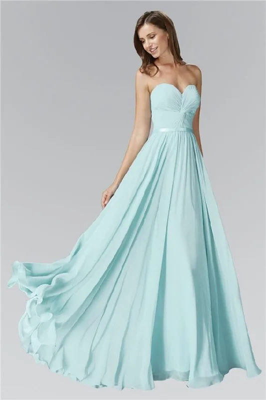 Long Bridesmaid Sweetheart Chiffon Formal Dress