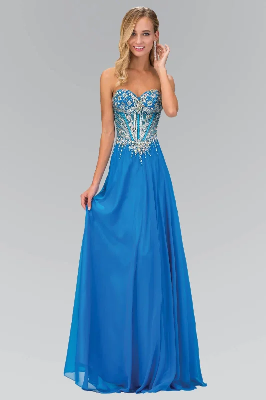 Prom Long Strapless Chiffon Formal Dress