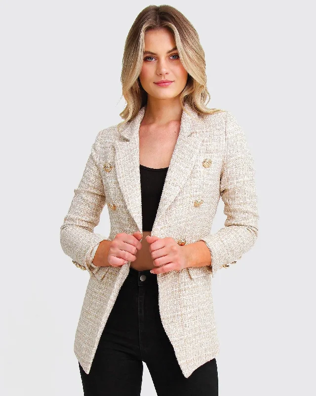 Princess Polina Tweed Blazer | Women | Beige Marle