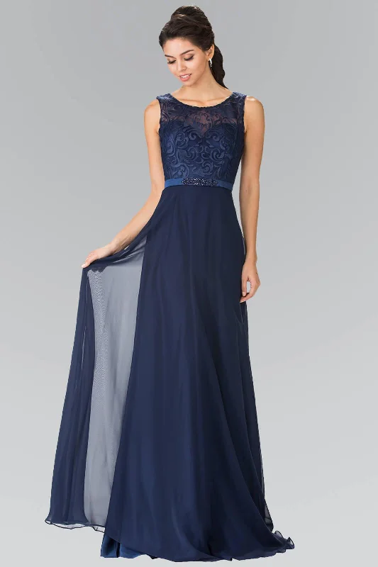 Embroidery Top Chiffon Long Prom Dress Formal