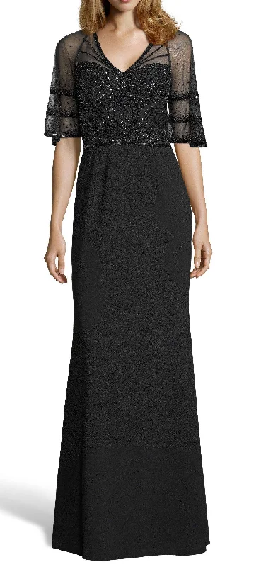 Adrianna Papell AP1E204863 Long Sleeve Cutout Crepe Formal Dress