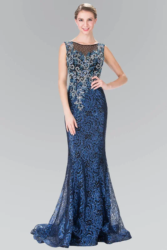 Long Formal Beaded Sleeveless Evening Prom Dress