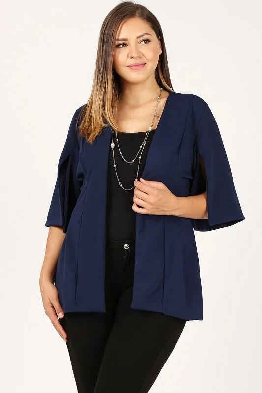 Erin Fitted Split Sleeve Open-Front Blazer