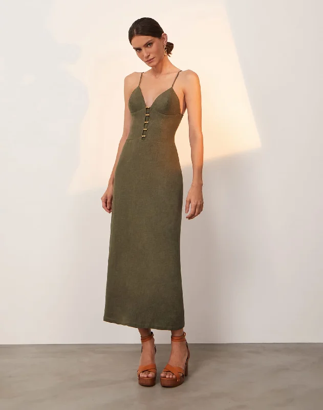 Janet Midi Dress - Evergreen