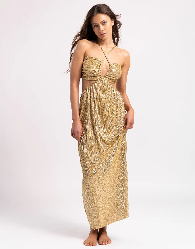 Naomi Maxi Dress by Summer Haus - Metallic Gold