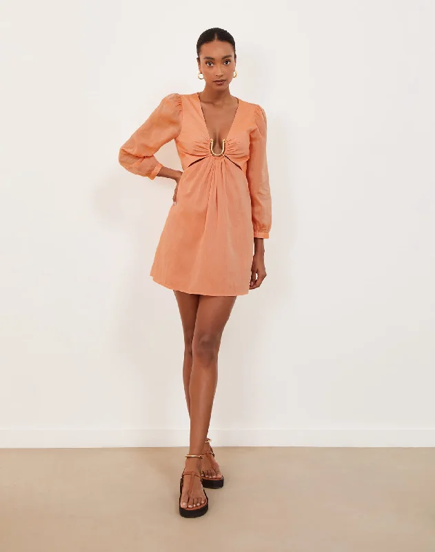 Amelia Detail Short Dress (exchange only) - Grapefruit