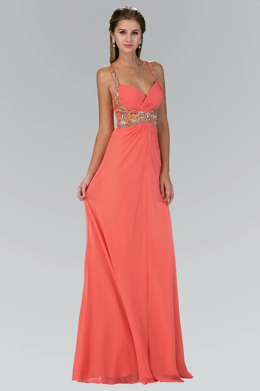 Jewel Embellished Chiffon Long Prom Dress Formal