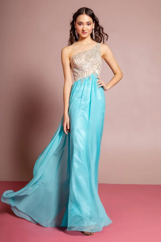 Prom Long Dress One Shoulder Chiffon Gown