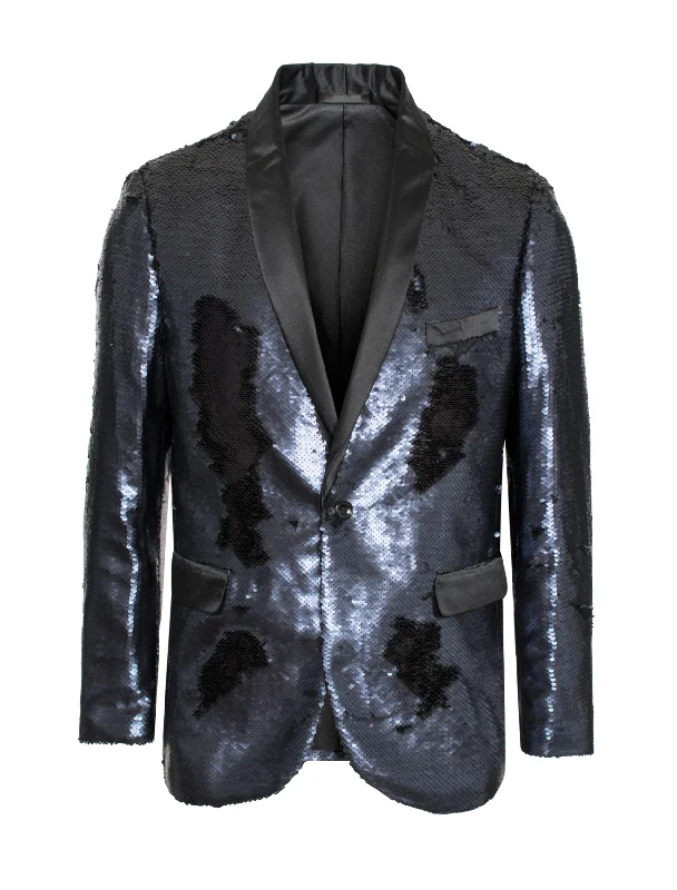 Sequin Blazer in Gun-Metal color