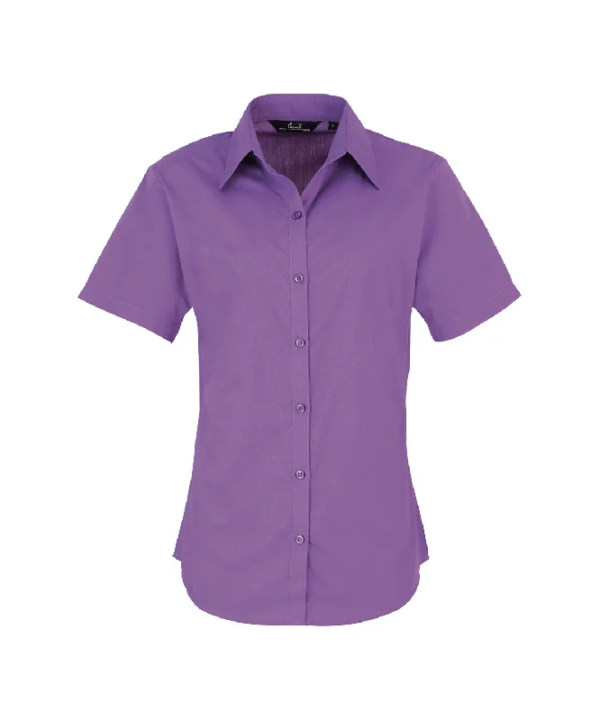 Rich Violet - Women's short sleeve poplin blouse