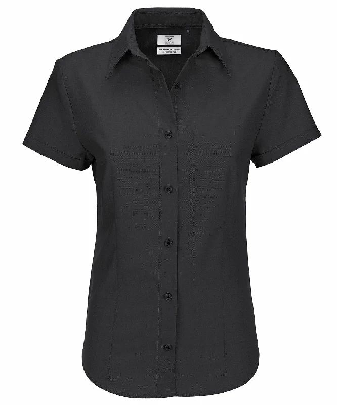 Black - B&C Oxford short sleeve /women