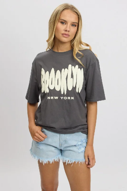 Grey Graphic Tee Short Sleeve