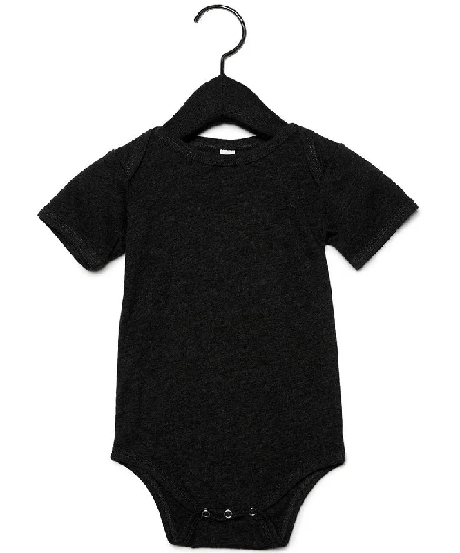 Charcoal-Black Triblend - Baby triblend short sleeve one piece