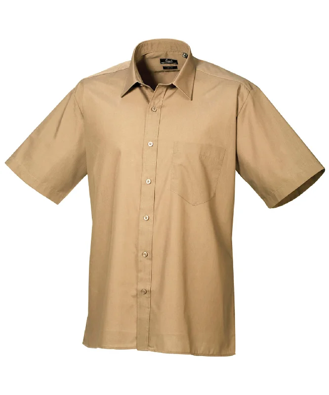 Khaki - Short sleeve poplin shirt