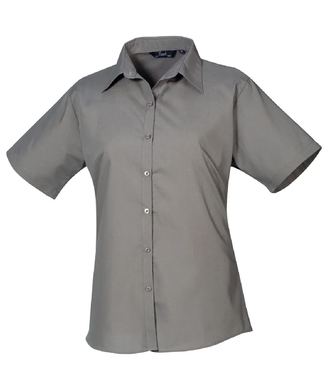 Dark Grey* - Women's short sleeve poplin blouse