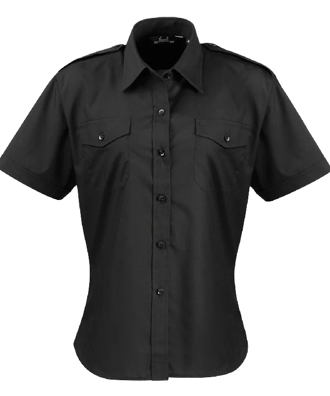 Black - Women's short sleeve pilot blouse