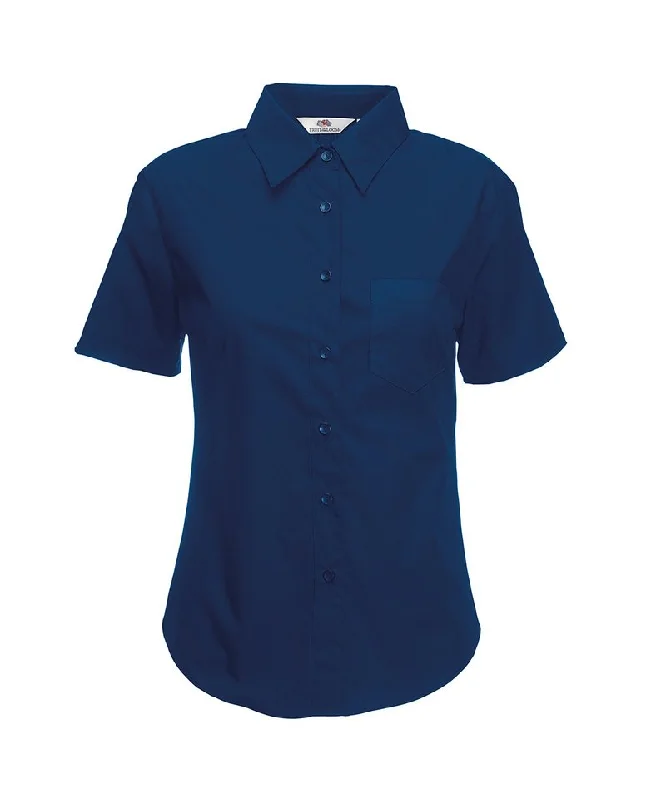 Navy - Ladyfit poplin short sleeve shirt