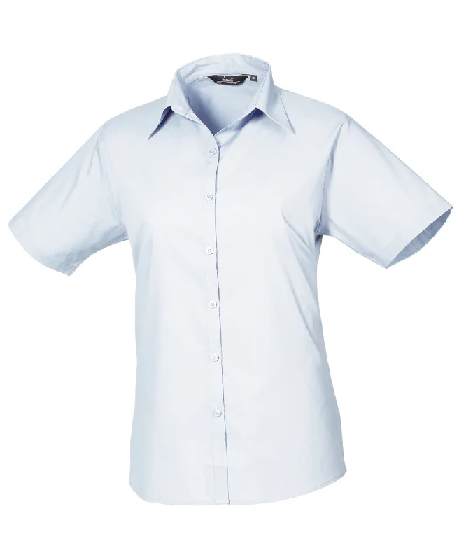 Light Blue* - Women's short sleeve poplin blouse