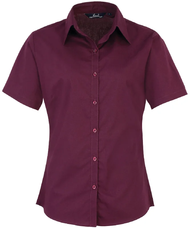 Aubergine - Women's short sleeve poplin blouse