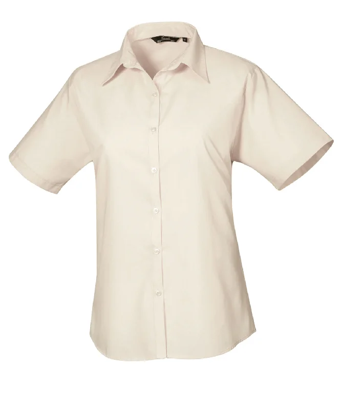 Natural - Women's short sleeve poplin blouse