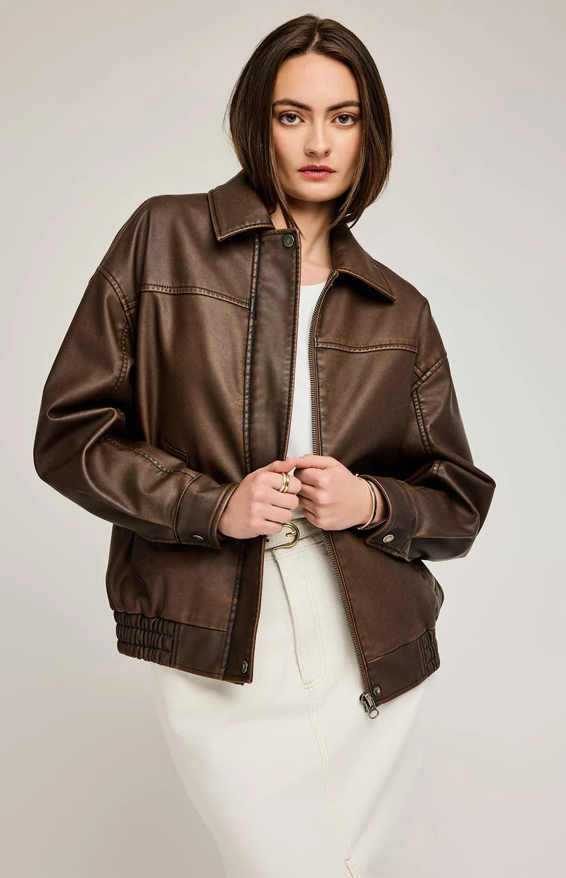 Danica Vegan Leather Bomber Jacket