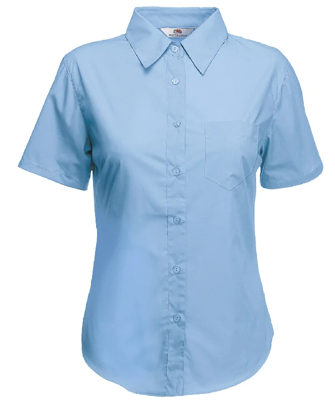 Mid Blue - Ladyfit poplin short sleeve shirt