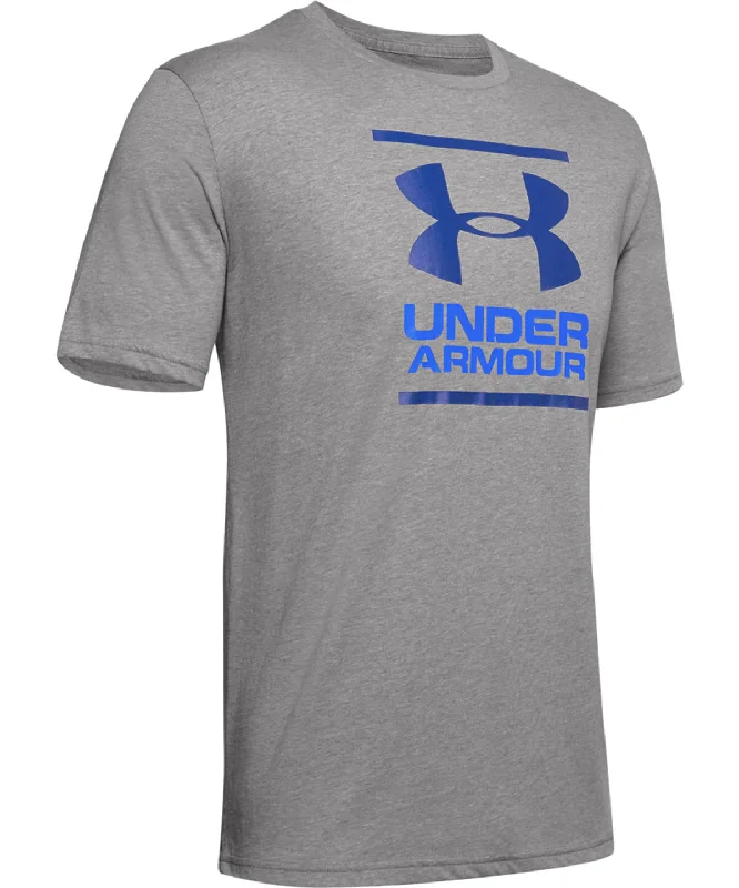 Steel Light Heather/Versa Blue/American Blue - UA foundation short sleeve t-shirt