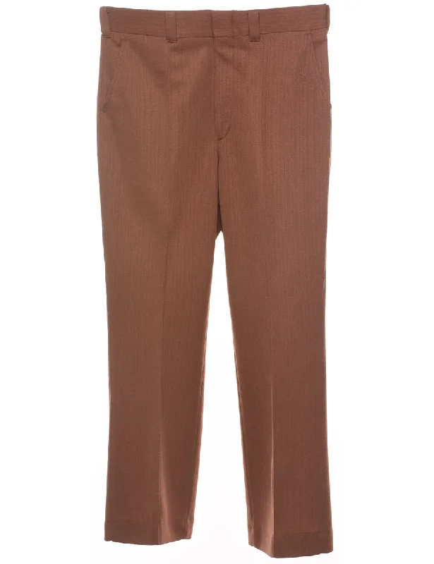 Brown Striped Classic Trousers - W32 L29