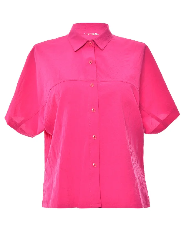 Button Front Hot Pink Blouse - M