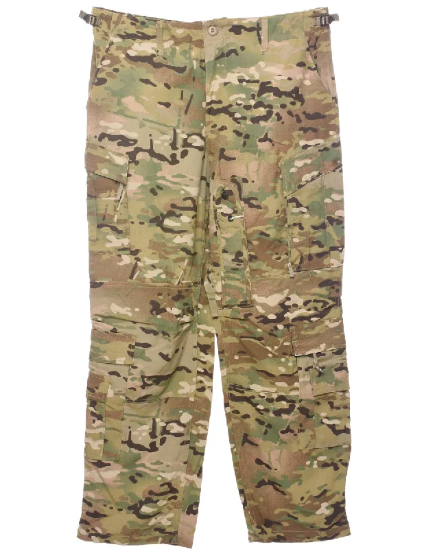 Camouflage Print Y2K Cargo Trousers - W37 L31