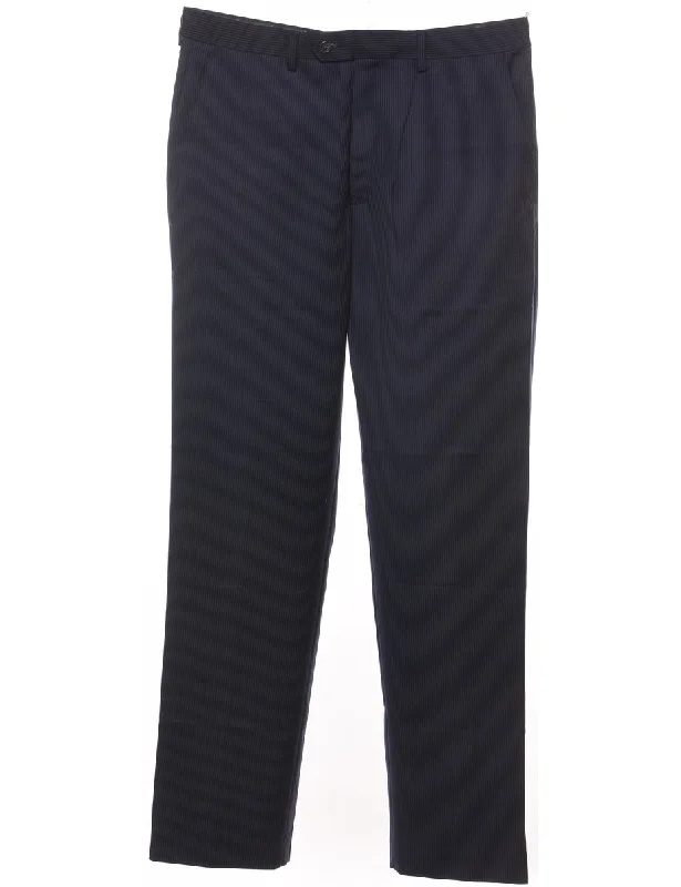 Chaps Pinstriped Navy Tapered Trousers - W34 L32