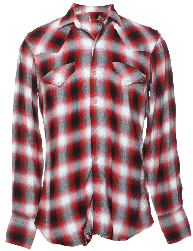 Checked Black, Grey & Red Western Shirt - M