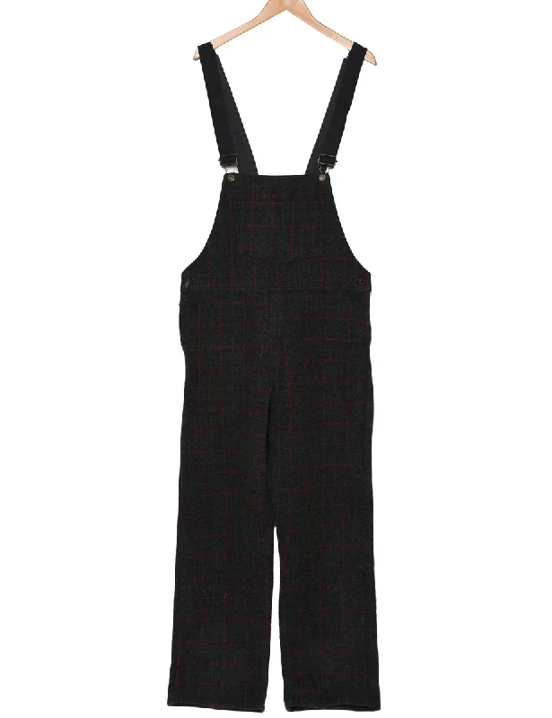 Checked Black & Red Dungarees - W40 L31