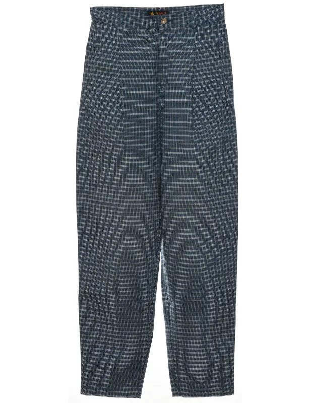 Checked Blue 1990s Trousers - W26 L27