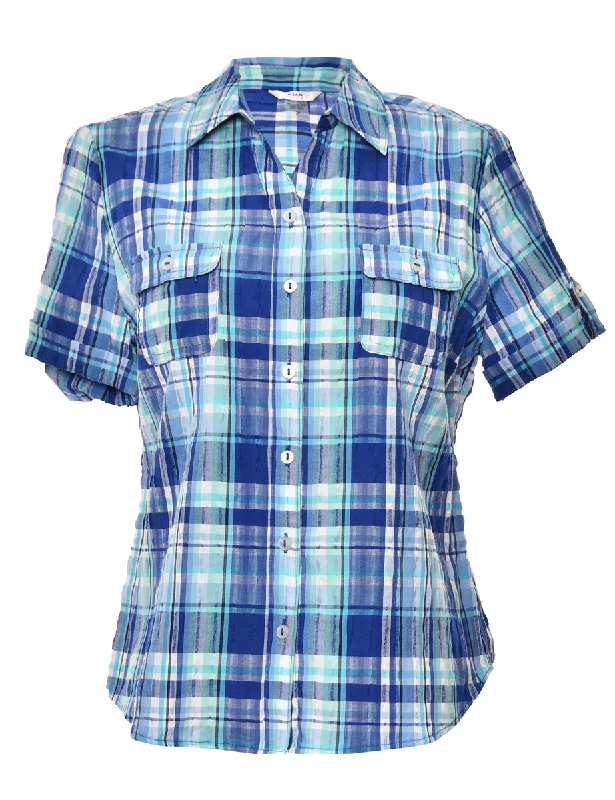 Checked Blue Blouse - L