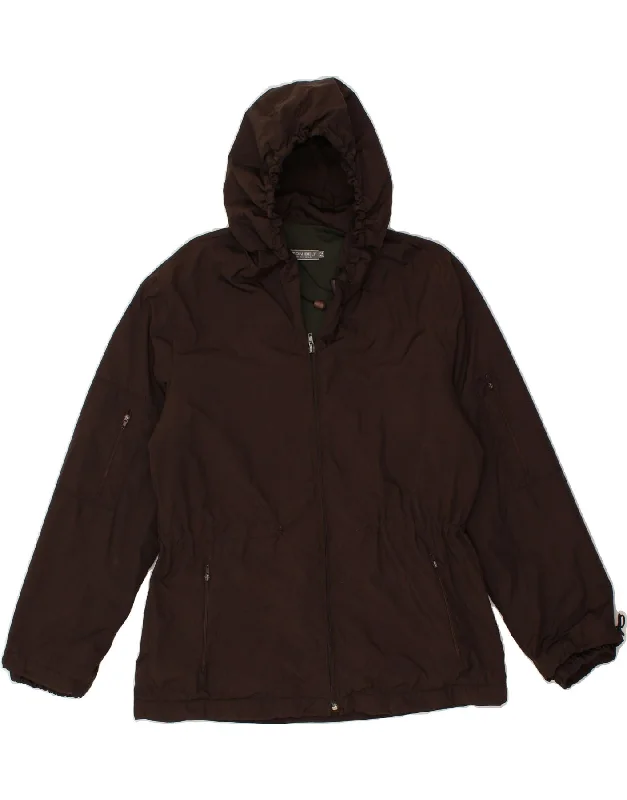 COTTON BELT Womens Hooded Rain Jacket IT 42 Medium Brown Polyamide