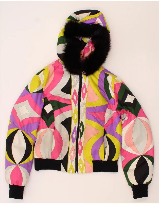 EMILIO PUCCI Womens Hooded Windbreaker Jacket UK 12 Medium Multicoloured