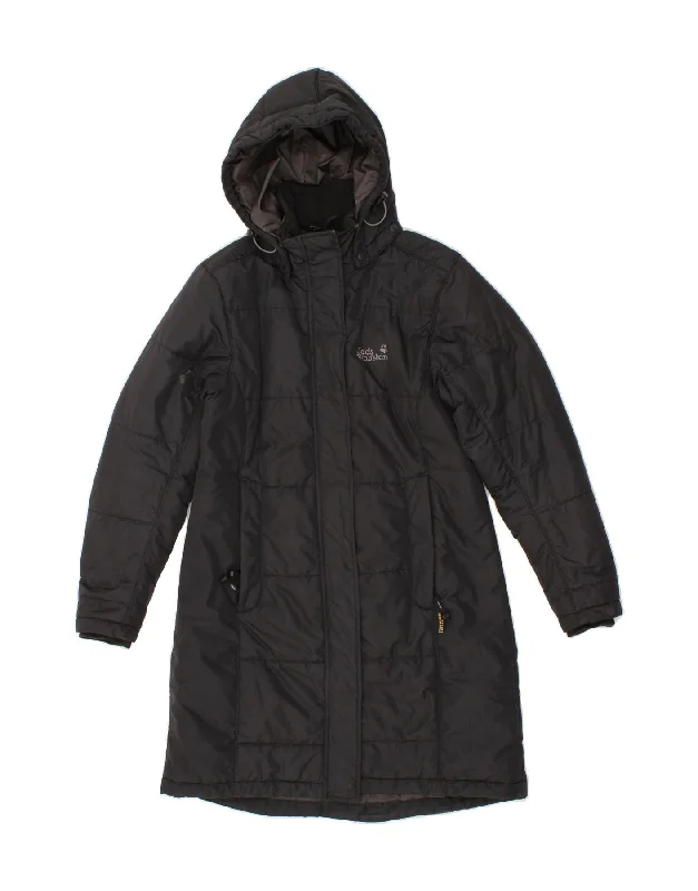 JACK WOLFSKIN Womens Hooded Padded Coat UK 10 Small Black Polyester