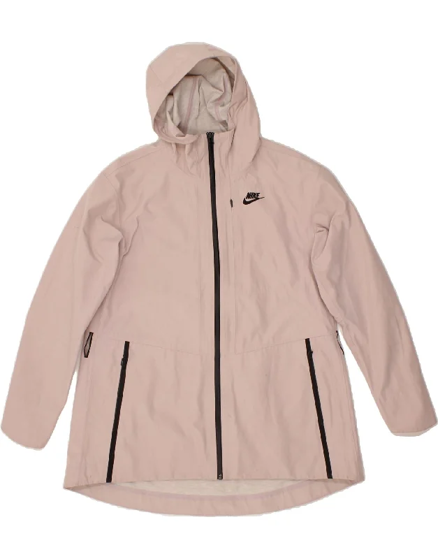 NIKE Womens Hooded Rain Jacket UK 10 Small Pink Nylon