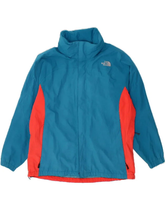 THE NORTH FACE Womens Tall Hooded Rain Jacket UK 18 XL Blue Colourblock